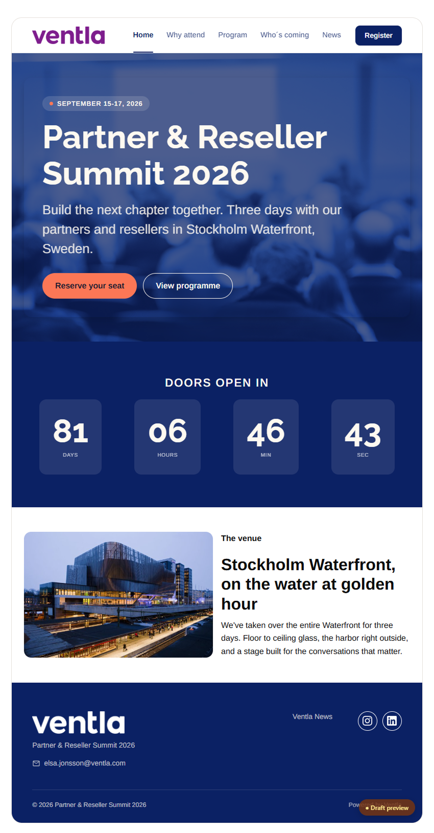 Ventla event website